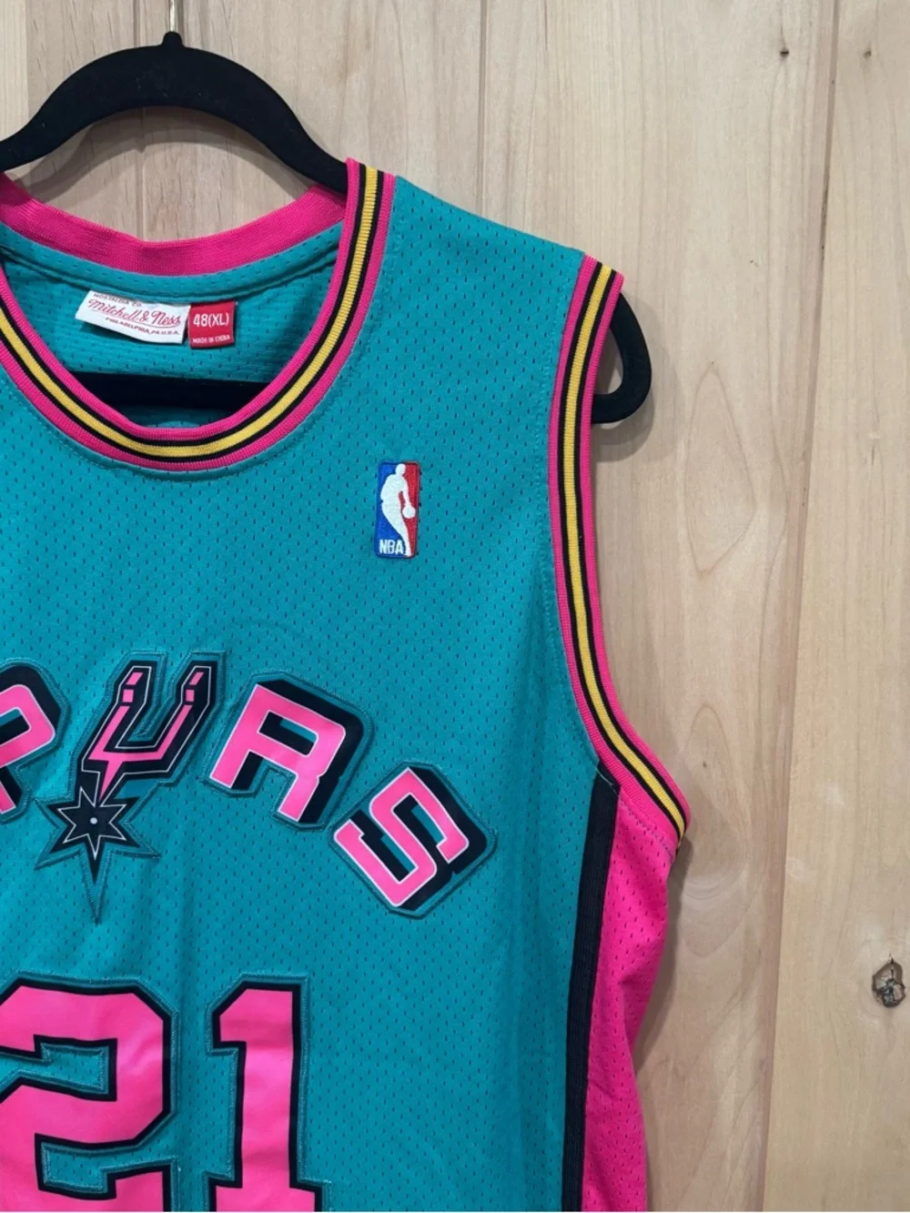 Mitchell & Ness Teal and Pink 'Duncan 21' Men’s Jersey